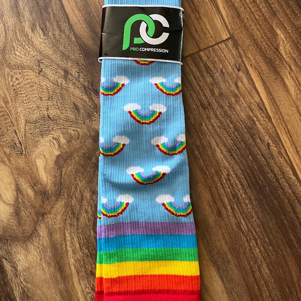 Pro Compression Rainbow Love Socks - NWT